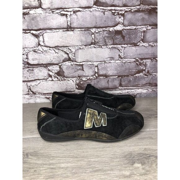 Merrell Arabesque Black Gold Mesh Front Zip Athletic Shoes Women Sz 7M US/37.5EU - Picture 13 of 16